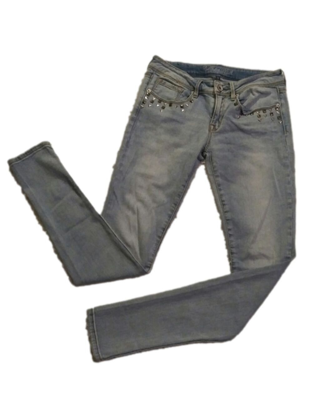Bullhead Black Skinniest Light Wash Mid Rise Five Pocket Skinny Leg Denim Jean - Picture 1 of 8